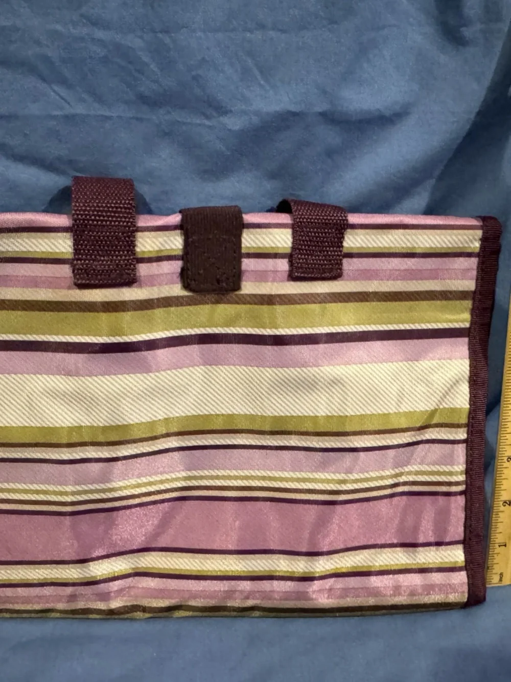 Thirty One Timeless Beauty Bag Plum Stripe